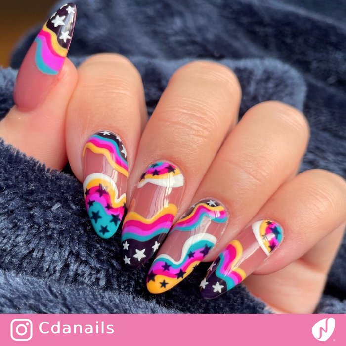 Neon Swirl Nails